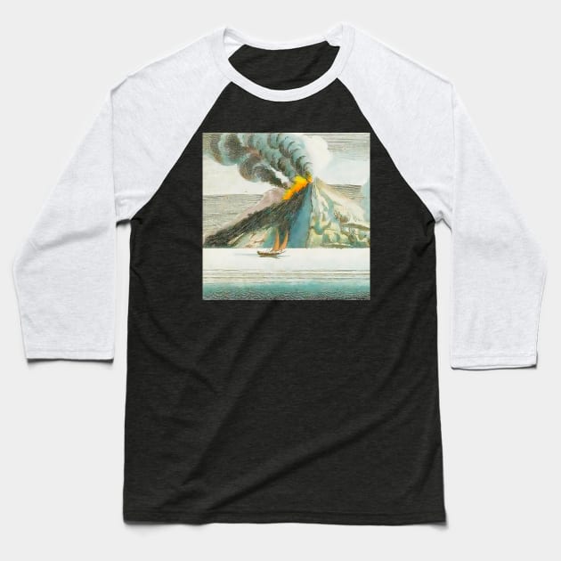 Erupting volcano Baseball T-Shirt by Marccelus